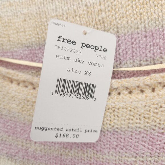 NWT FREE PEOPLE Saturn Poncho Sweater Warm Sky Combo Crop OVERSIZED Size XS - Picture 6 of 8